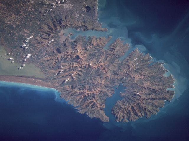 Satellite Image of the Banks Peninsula - Christchurch - New Zealand